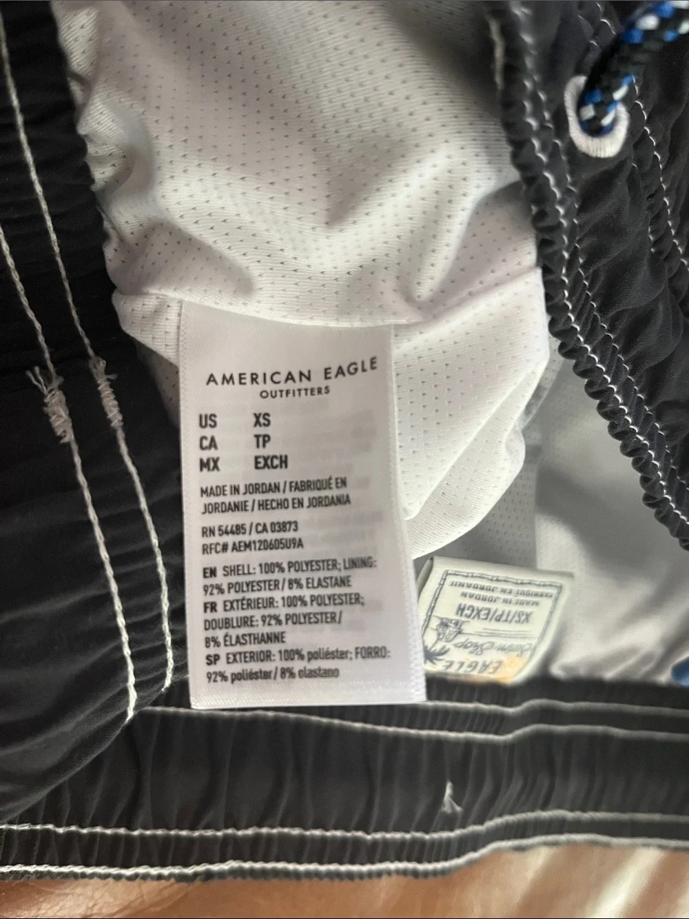 American Eagle Outfitters Black Kids Swim Trunks with Contrast Stitching